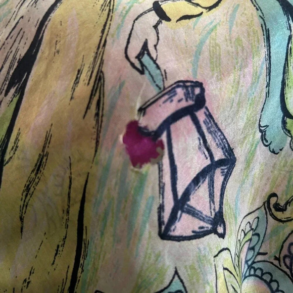 Vintage 100% Silk Snake Charmer Indian Dancers Square Scarf With Damage - Picture 3 of 11